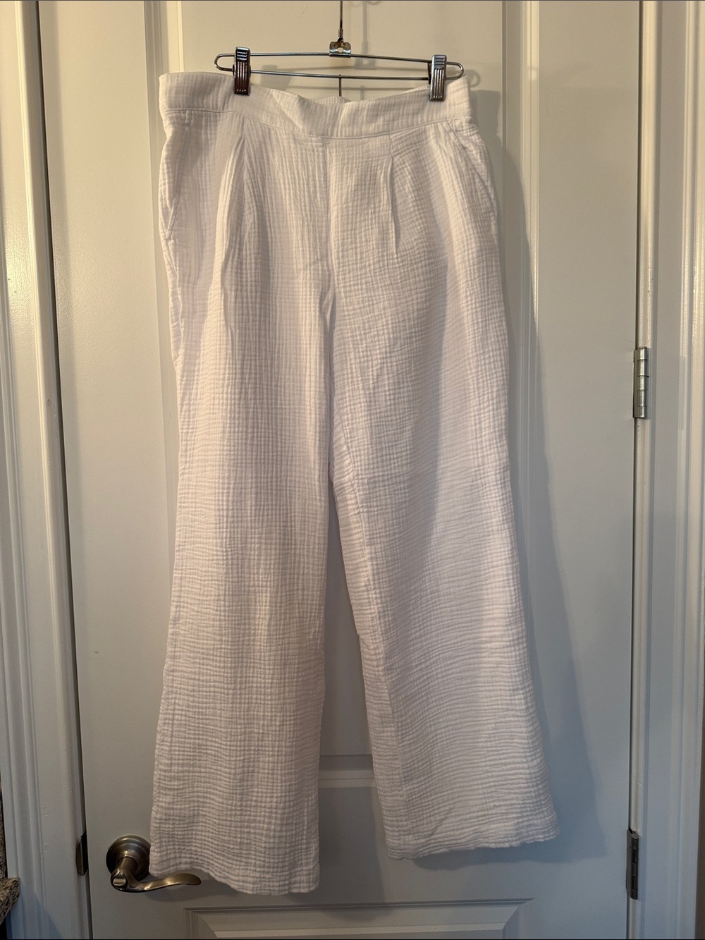 J McLaughlin White Lightweight Cotton Gauze Wide-Leg Women’s Pants Sz M